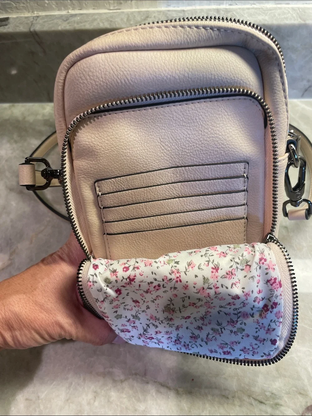 Islander Cream Leather & Blue Wool Messenger Crossbody